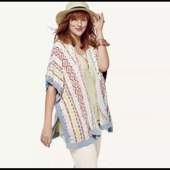 Cabi Cozy Cardigan Wrap bohemian multicolored festive fringe fall Lagenlook - Picture 13 of 14
